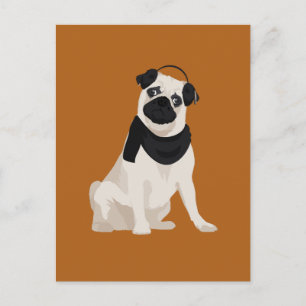 Postal Perro de cerdo de invierno para amantes del perro