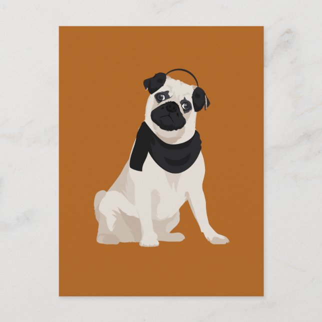 Postal Perro de cerdo de invierno para amantes del perro (Anverso)