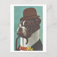 Perro de cosecha con Gorra y monóculo