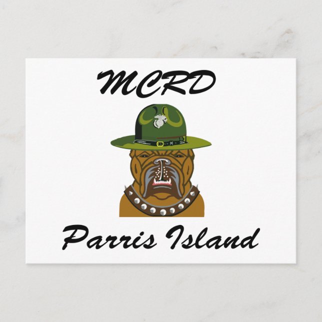 Postal Perro de diablo de la isla de MCRD Parris (Anverso)