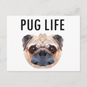 Postal Perro de diseño de pug único