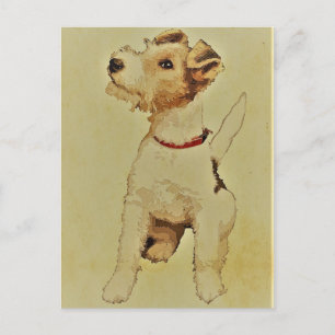 Postal Perro de época Imprimir Fox Terrier