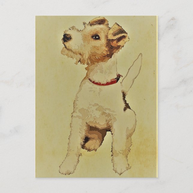 Postal Perro de época Imprimir Fox Terrier (Anverso)