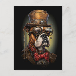Postal Perro De La Boxeador De Steampunk Regal En Gogles 