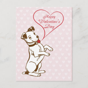 Postal Perro de la época feliz Día de San Valentín
