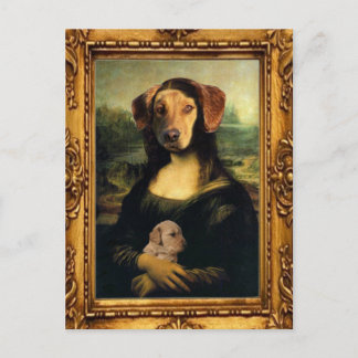 Postal Perro de la Mona Lisa - Golda Lisa - Famoso retrat