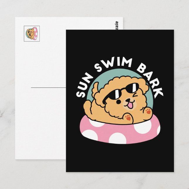 Postal Perro de la Vibes de Verano - Cachorro flotante co (Anverso / Reverso)