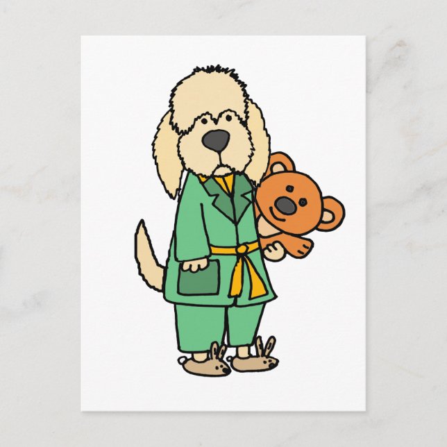 Postal Perro de Labradoodle con Personalizado de Oso de T (Anverso)