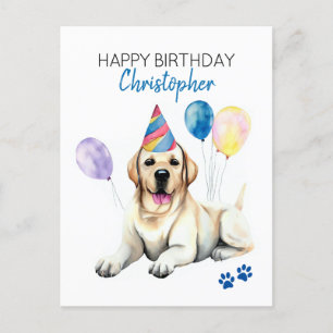 Postal Perro de Labrador Personalizado Cumpleaños Feliz