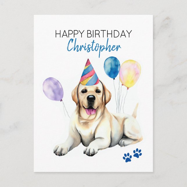 Postal Perro de Labrador Personalizado Cumpleaños Feliz (Anverso)