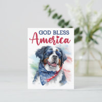 Perro de montaña bernés, Dios bendiga América Tarj