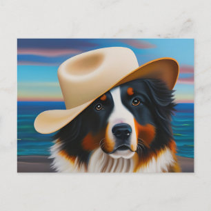 Postal Perro de montaña bernés en la playa