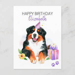 Postal Perro de Montaña de Berna Personalizado Cumpleaños