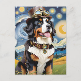 Postal Perro de montaña Steampunk Bernese