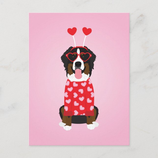 Postal Perro de montaña Valentine Bernese (Anverso)