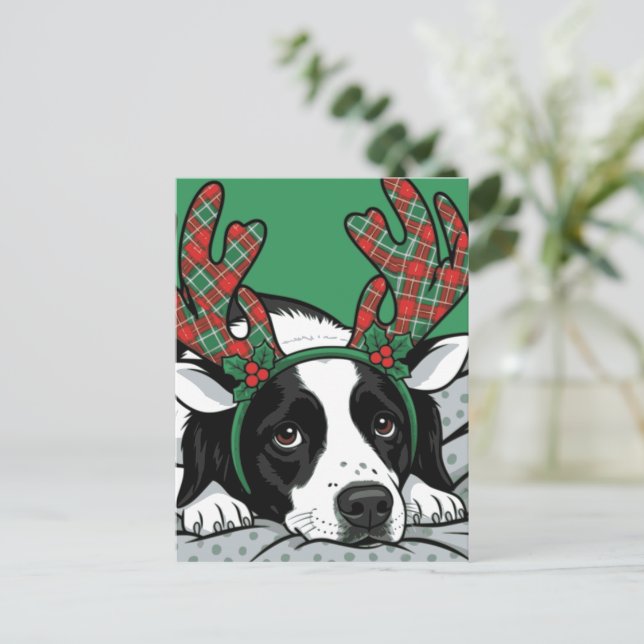 Postal Perro de Navidad (Anverso de pie)