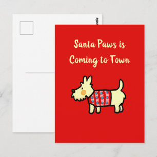 Postal Perro de Navidad Santa Patas Cachorro Festivo