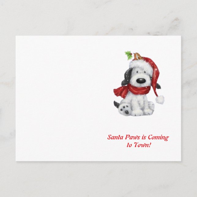 Postal Perro de Navidades con Santa Hat y Scarf (Anverso)