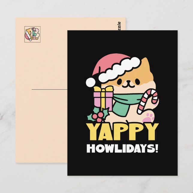 Postal Perro de Navidades Cuadros - Yappy Howlidays (Anverso / Reverso)