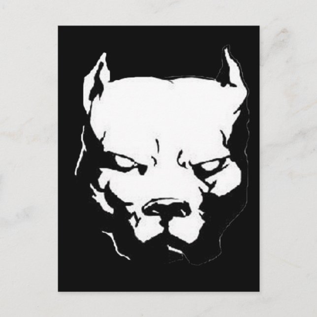 Postal Perro de Pitbull enojado (Anverso)
