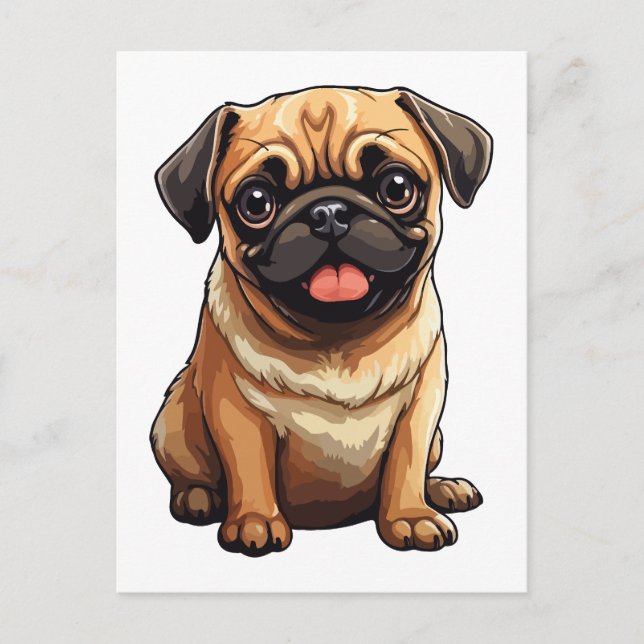Postal Perro de pug (Anverso)
