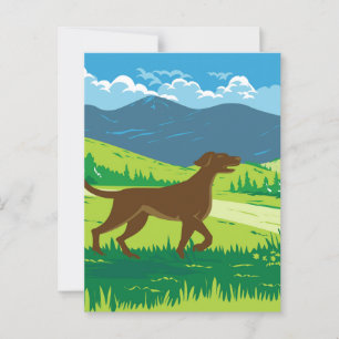 Postal Perro de puntero inglés con el Monte Redfield en A
