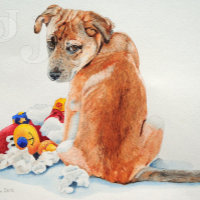 perro de raza mixta con cachorro adorable