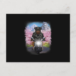 Postal perro de rottweiler en motocicleta gira sakura jap