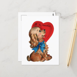 Postal Perro de San Valentín retro lindo