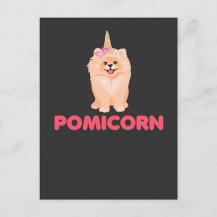 Postal Perro de unicornio de pomerania con flores