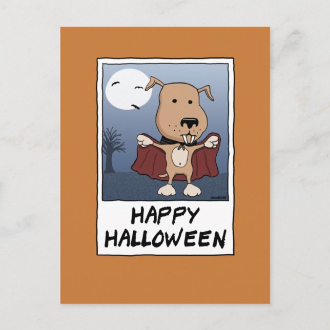 Postal Perro de vampiro lindo para Halloween: Count Barku (Anverso)