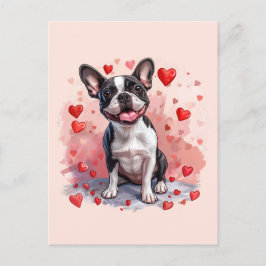 Postal Perro del día de San Valentín Boston Terrier