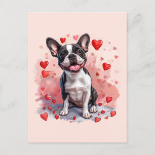 Postal Perro del día de San Valentín Boston Terrier