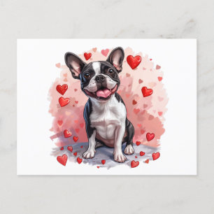 Postal Perro del día de San Valentín Boston Terrier