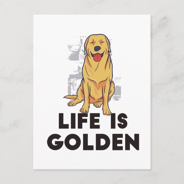 Postal Perro del Golden Retriever - La vida es dorada (Anverso)