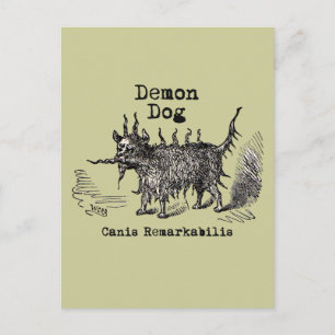 Postal Perro Demon Vintage Gracioso