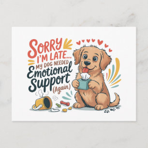 Postal Perro Divertido Apoyo Emocional Cita de Dibujos An