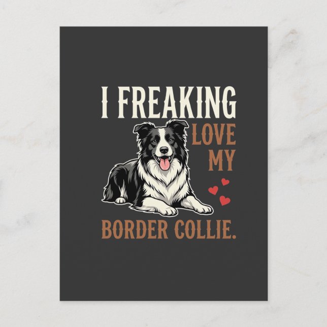 Postal Perro Divertido Border Collie Amor (Anverso)