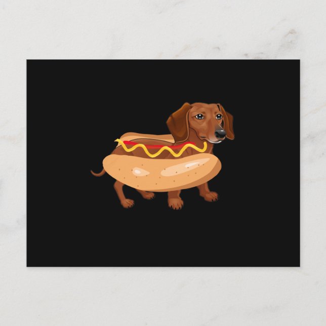Postal Perro divertido Dachshund Perro caliente Comida rá (Anverso)