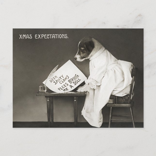 Postal Perro divertido de la Navidad Vieja (Anverso)