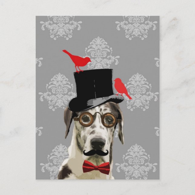 Postal Perro divertido de steampunk (Anverso)
