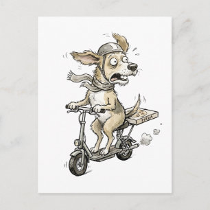 Postal Perro divertido en scooter