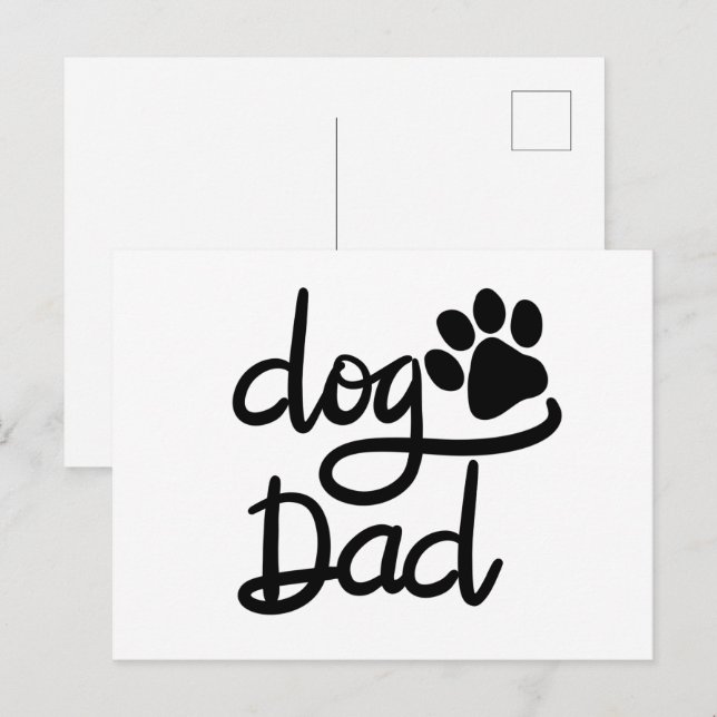 Postal Perro Divertido Huella de Perro Papá Perro (Anverso / Reverso)