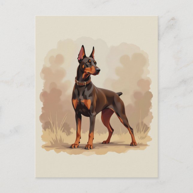 Postal Perro Doberman Pinscher Marrón Óxido Rojo (Anverso)