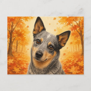 Postal Perro Dogo Australiano Bosque Otoñal Perro