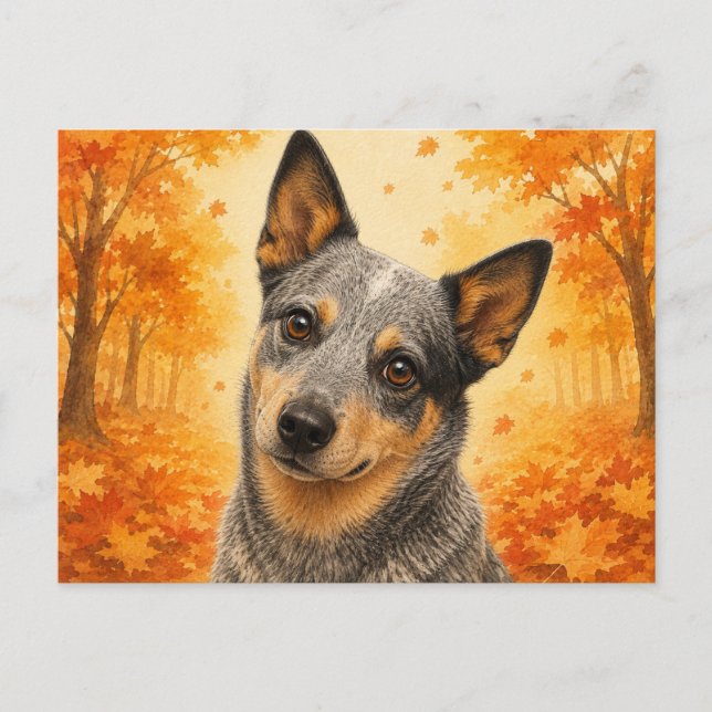Postal Perro Dogo Australiano Bosque Otoñal Perro (Anverso)