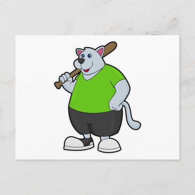 Postal Perro en béisbol con bate de béisbol (Anverso)