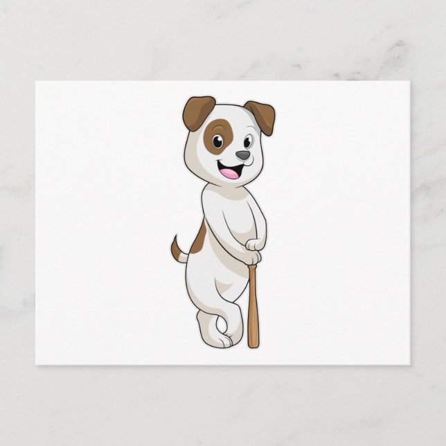 Postal Perro en el béisbol con bate de béisbol (Anverso)