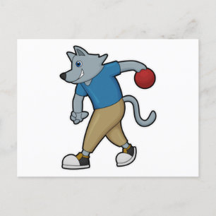 Postal Perro en el Bowling con bolera