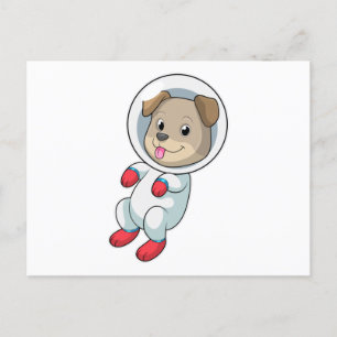Postal Perro en el espacio con traje